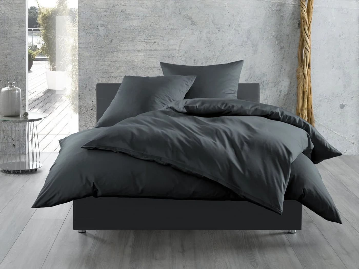 BETTWAESCHE-MIT-STIL Mako-Satin Bettwäsche Grau 3-teilig - Bild 2