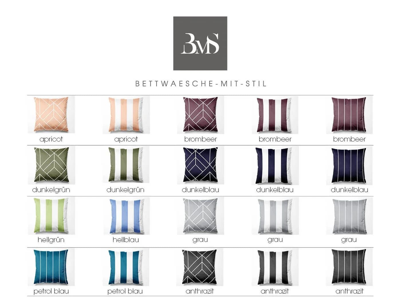 BETTWAESCHE-MIT-STIL Kissenbezug Mako Satin Blau Modernes Design - Bild 3