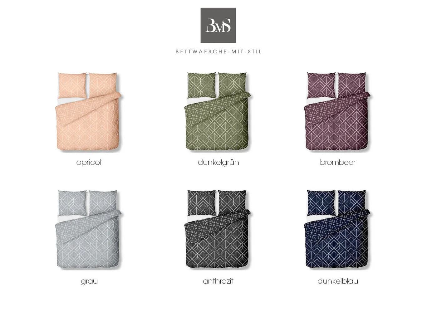 BETTWAESCHE-MIT-STIL Bettwäsche Mako Satin Urban Geometric Anthrazit - Bild 5