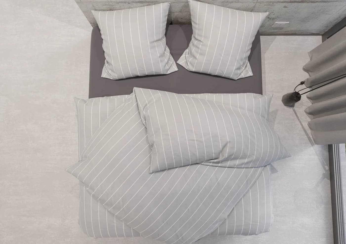 BETTWAESCHE-MIT-STIL Bettwäsche Mako Satin Urban Stripe Grau 2-teilig - Bild 3