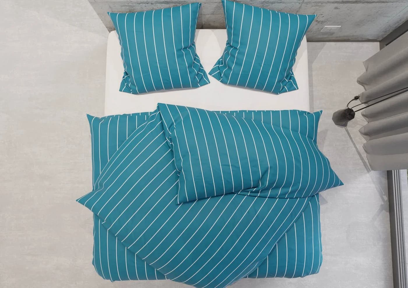 BETTWAESCHE-MIT-STIL Bettwäsche Mako Satin Urban Stripe Blau 2-teilig - Bild 3