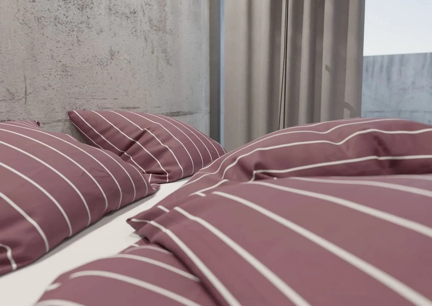 BETTWAESCHE-MIT-STIL Bettwäsche Mako Satin Urban Stripe Brombeer 2-teilig