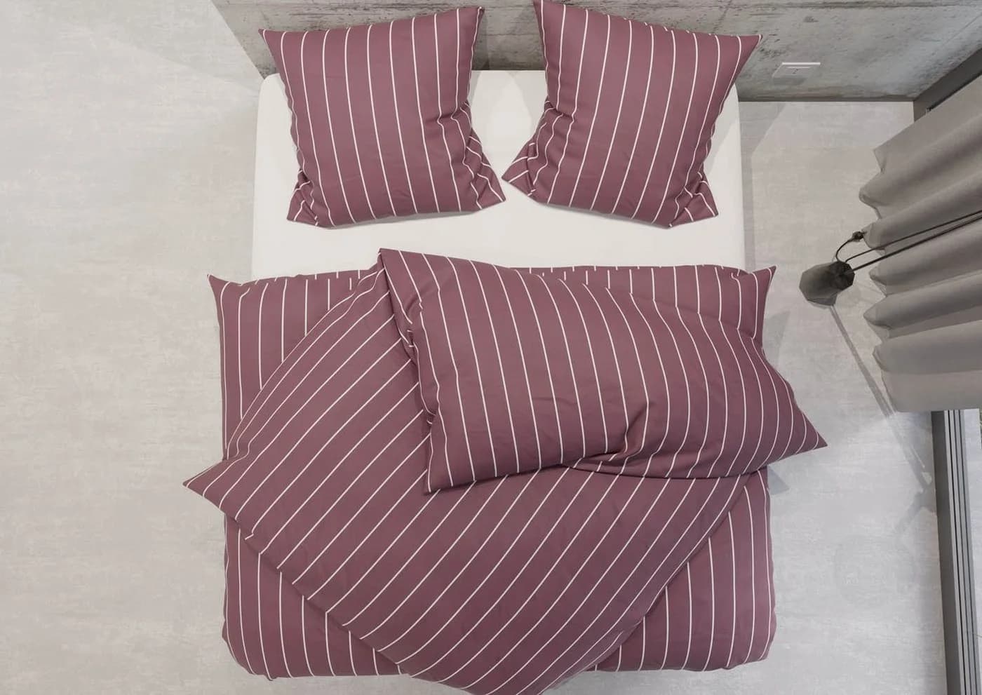 BETTWAESCHE-MIT-STIL Bettwäsche Mako Satin Urban Stripe Brombeer 2-teilig - Bild 3