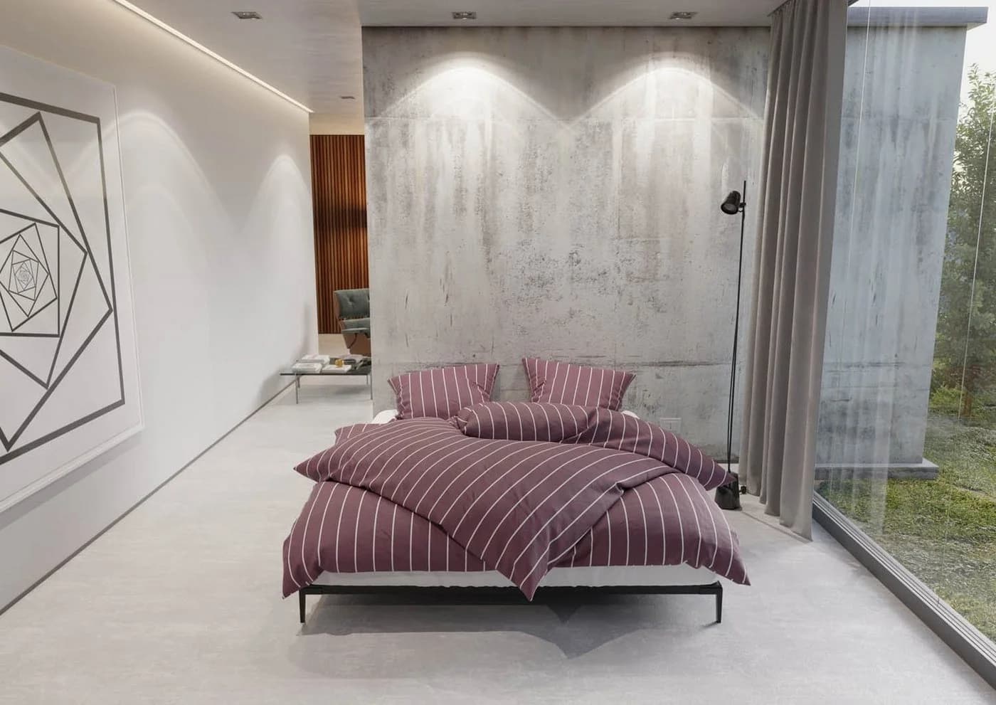 BETTWAESCHE-MIT-STIL Bettwäsche Mako Satin Urban Stripe Brombeer 2-teilig - Bild 4