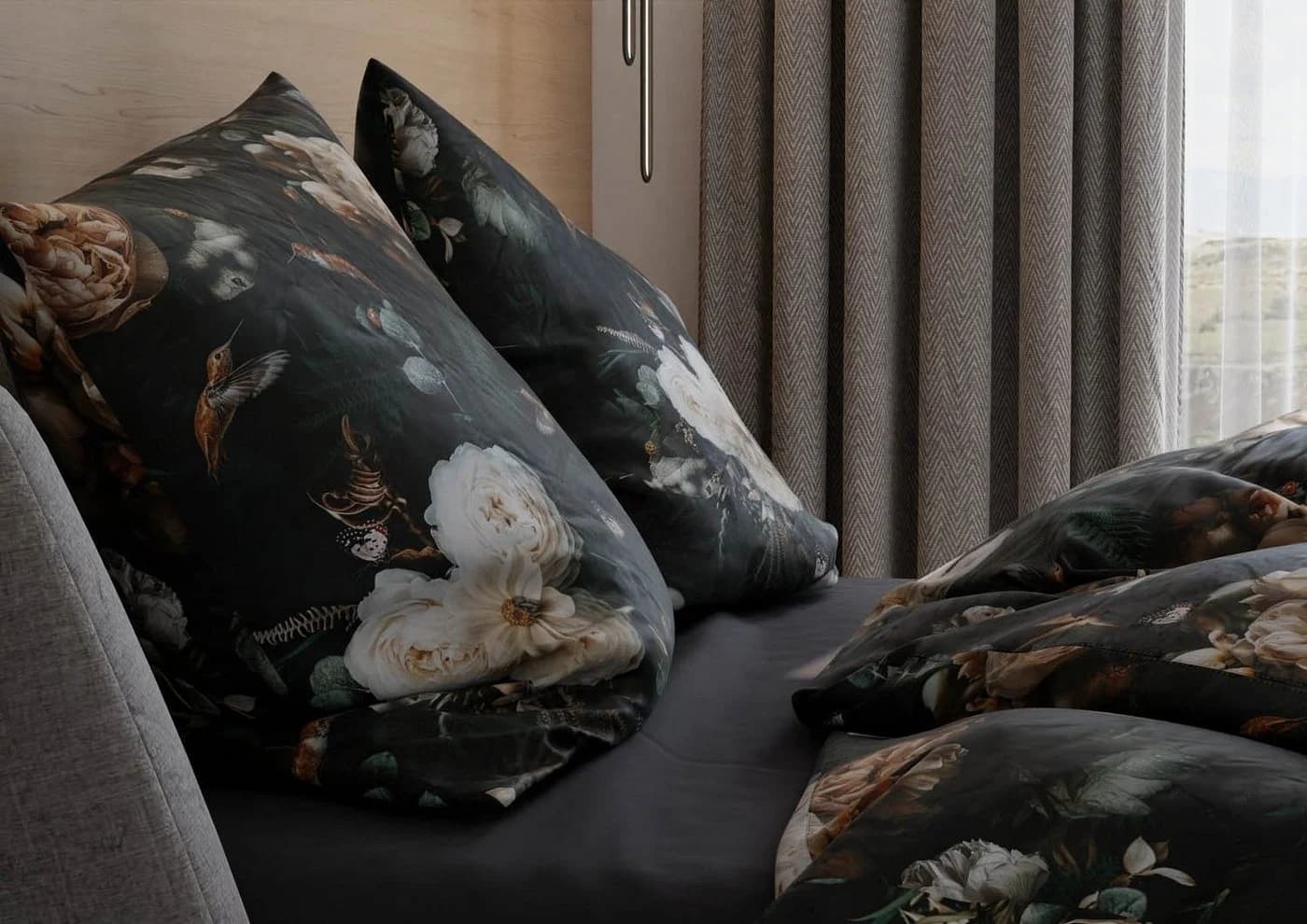 BETTWAESCHE-MIT-STIL Bettwäsche Mako-Satin Floral Romantic Grau/Rosa - Bild 4