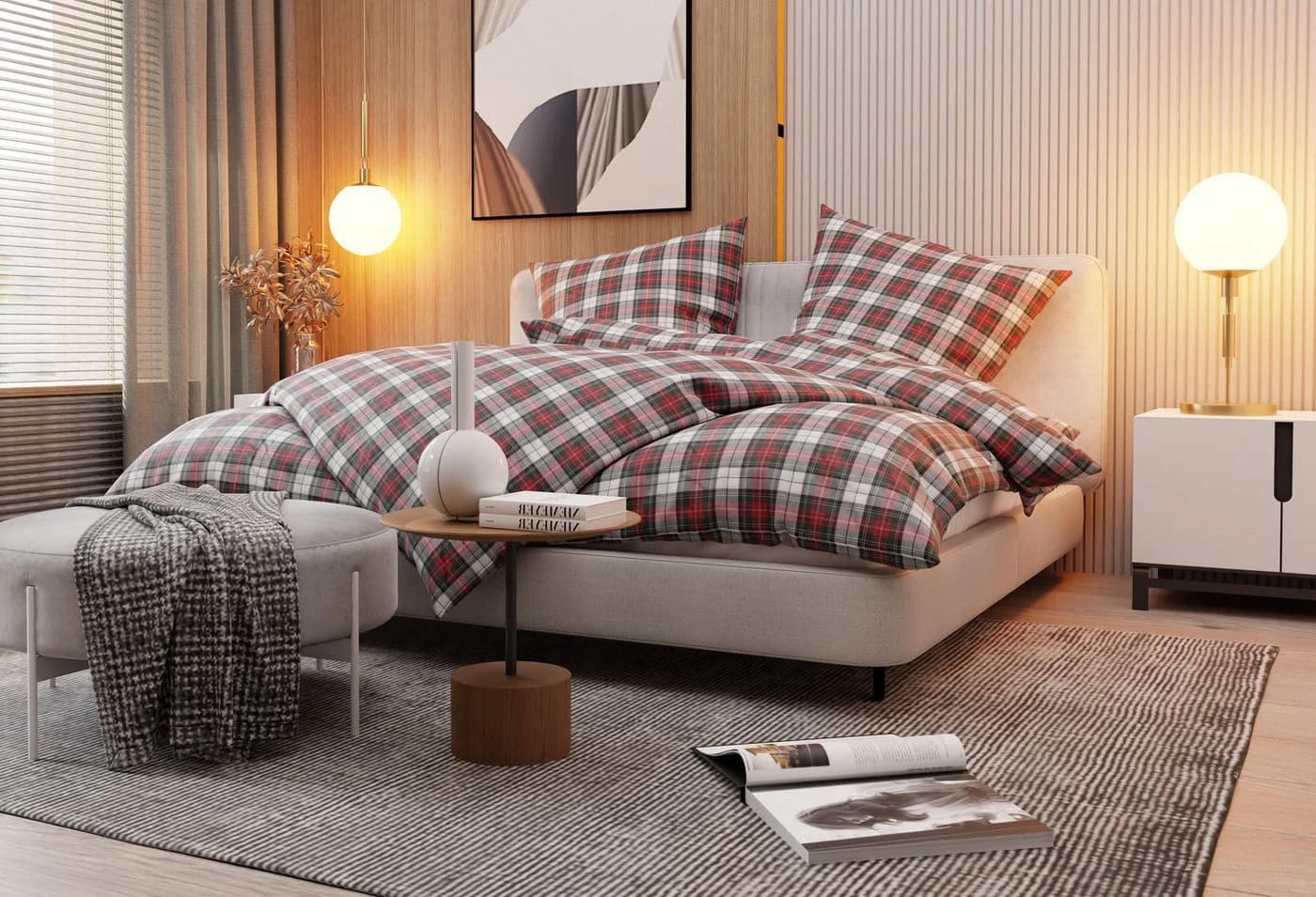 BETTWAESCHE-MIT-STIL Bettwäsche Flanell Schotten Tartan - verschiedene Farben