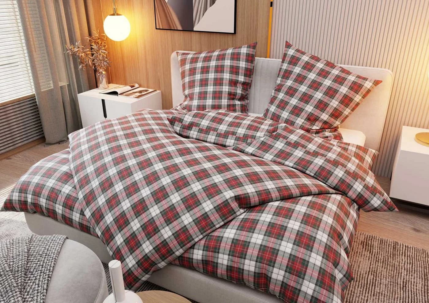 BETTWAESCHE-MIT-STIL Bettwäsche Flanell Schotten Tartan - verschiedene Farben - Bild 2