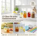 gouveo Gläser-Set 12-tlg. Trinkgläser 450 ml mit Schraubdeckel blau/silber Bild 1