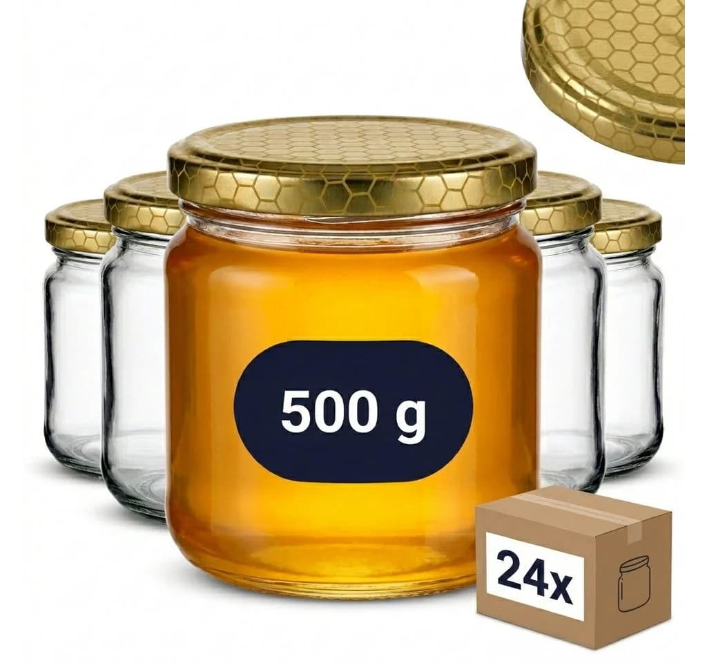 gouveo Vorratsglas 24-tlg. 405 ml mit Schraubdeckel & Bienenwabe-Motiv - Bild 2
