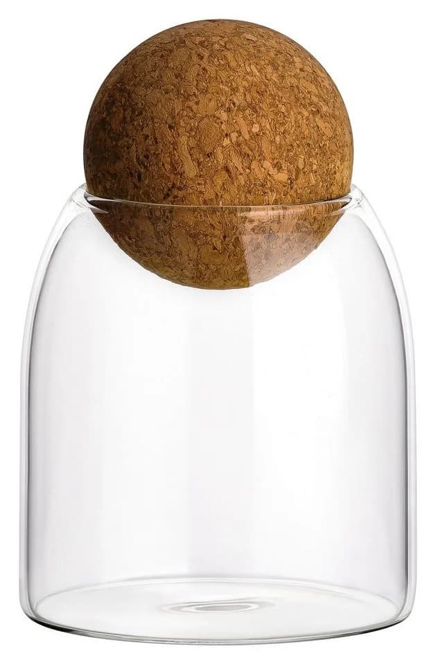gouveo Vorratsglas 3er Set Borosilikatglas mit Kugel-Korken rund