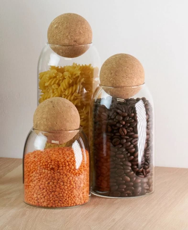 gouveo Vorratsglas 3er Set Borosilikatglas mit Kugel-Korken rund - Bild 3
