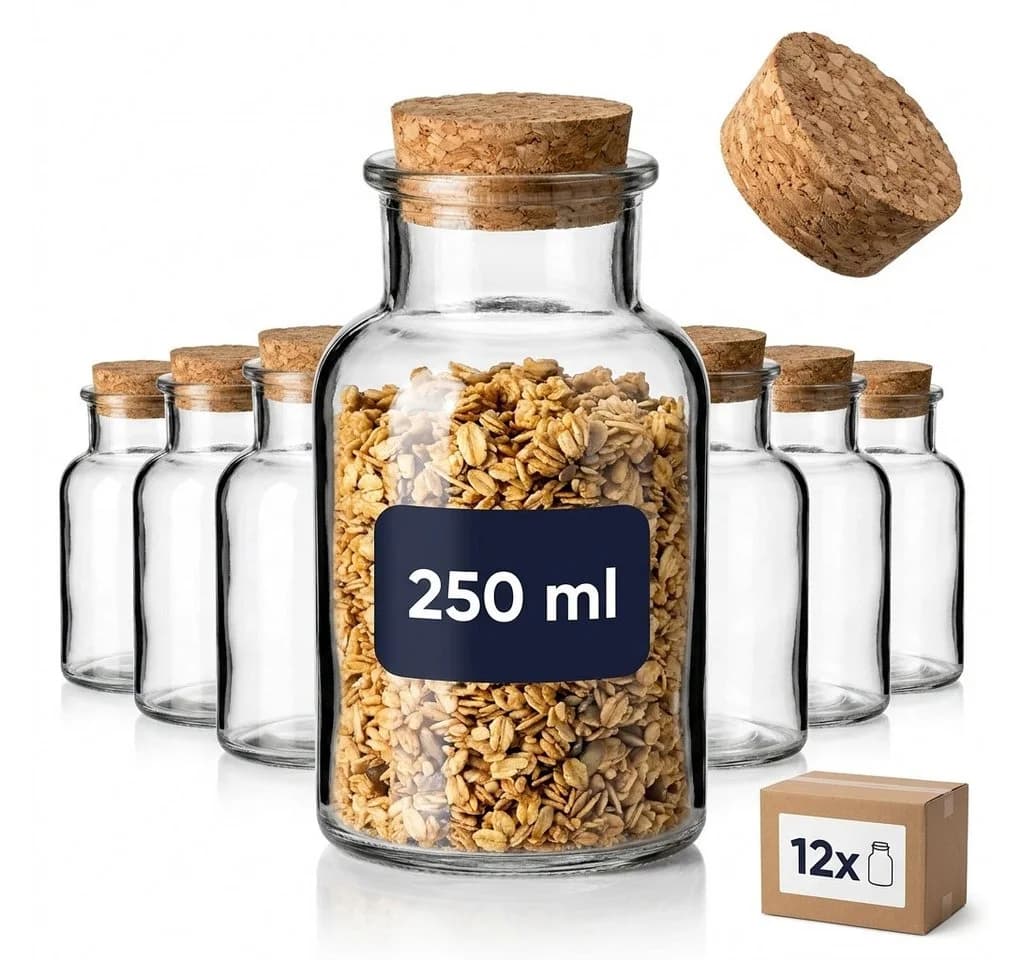 Gouveo Gewürzgläser rund mit Korken - Leere Korkengläser 30 - 500 ml, (24-tlg., 125 ml) - Bild 2