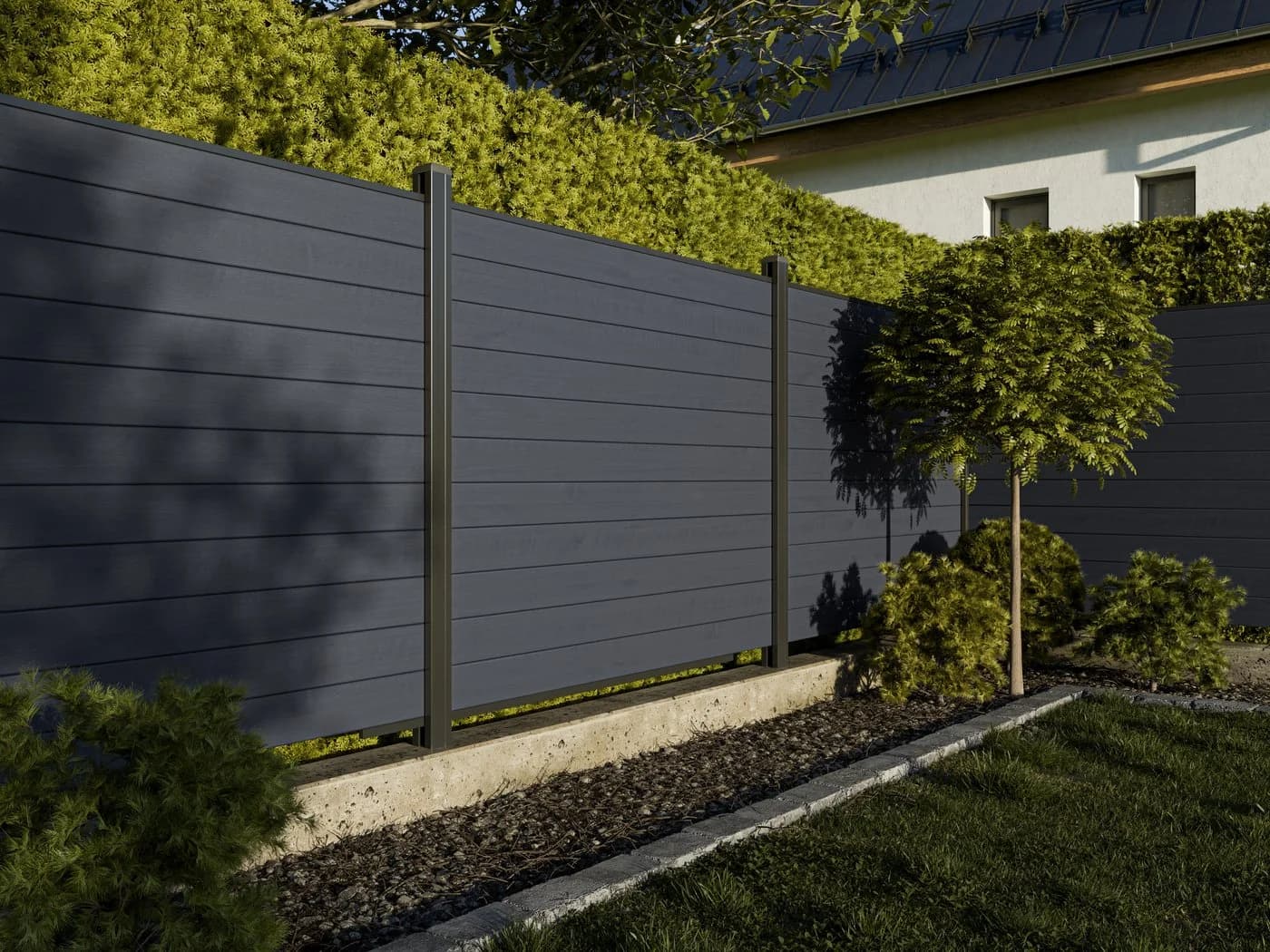 Belladoor WPC Sichtschutzzaun Bohlenset Grau blickdicht - Bild 2