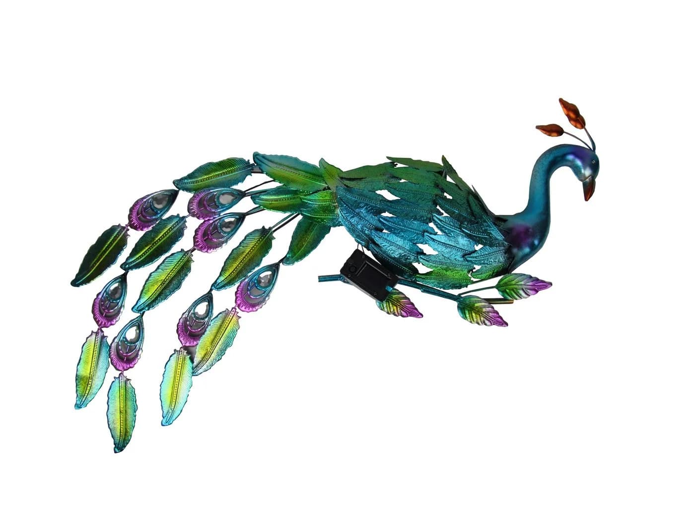 HI Solar-Wanddeko Pfau mit LED & Dämmerungssensor
