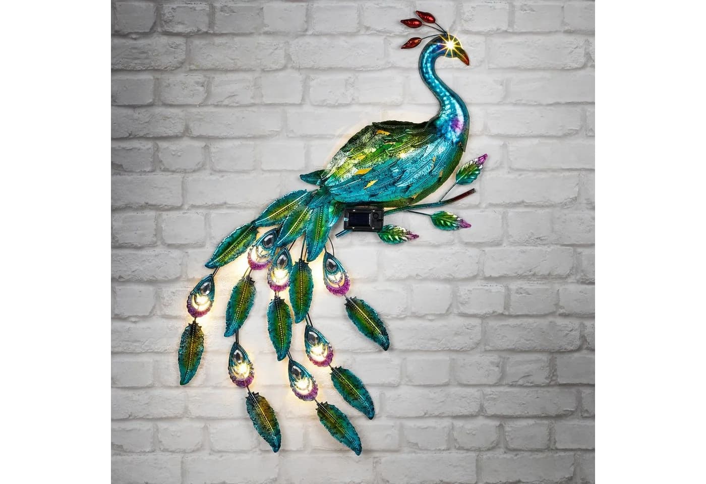 HI Solar-Wanddeko Pfau mit LED & Dämmerungssensor - Bild 2
