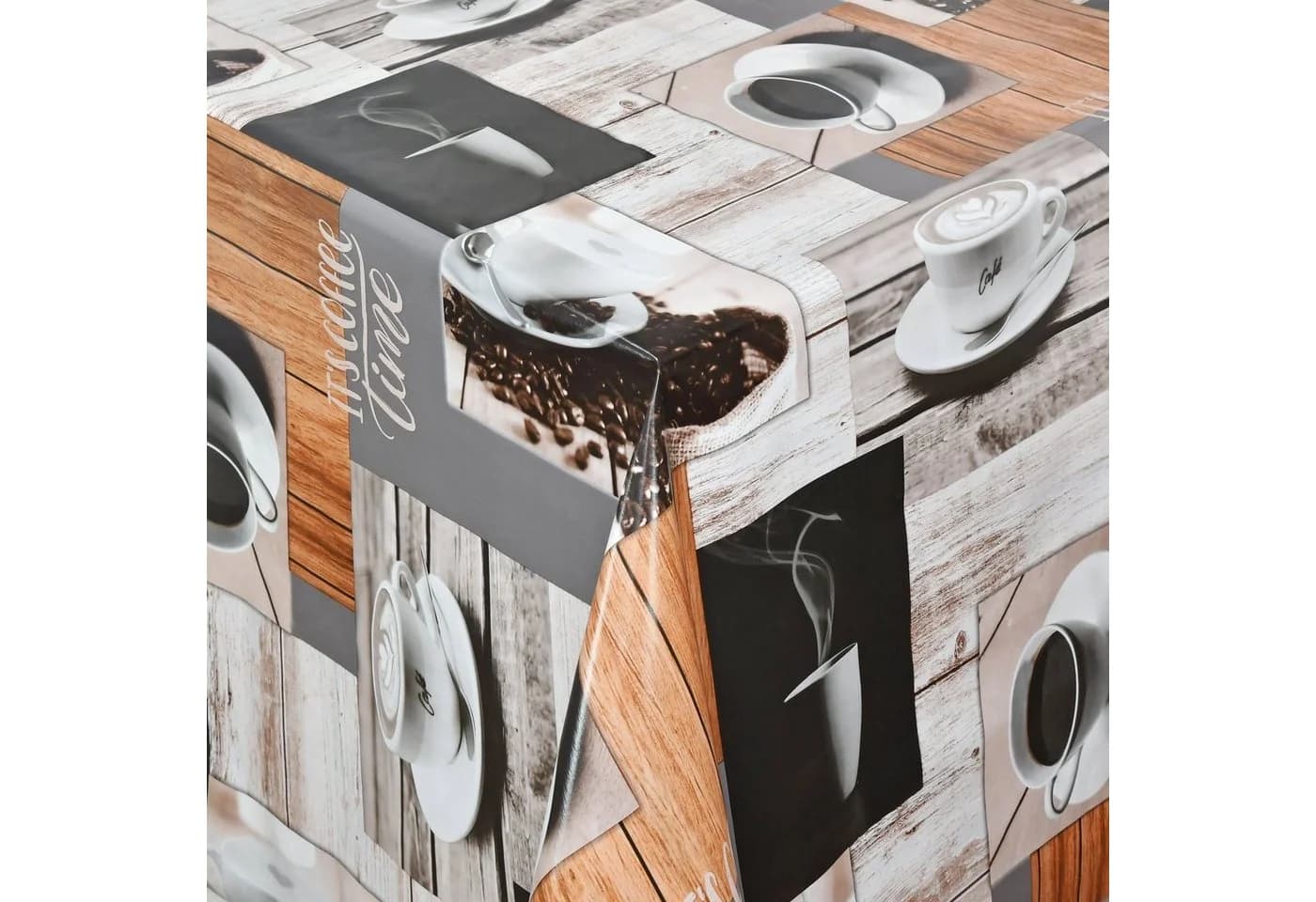 Moderno Wachstuch Tischdecke Braun Kaffee-Motiv Abwaschbar - Bild 2