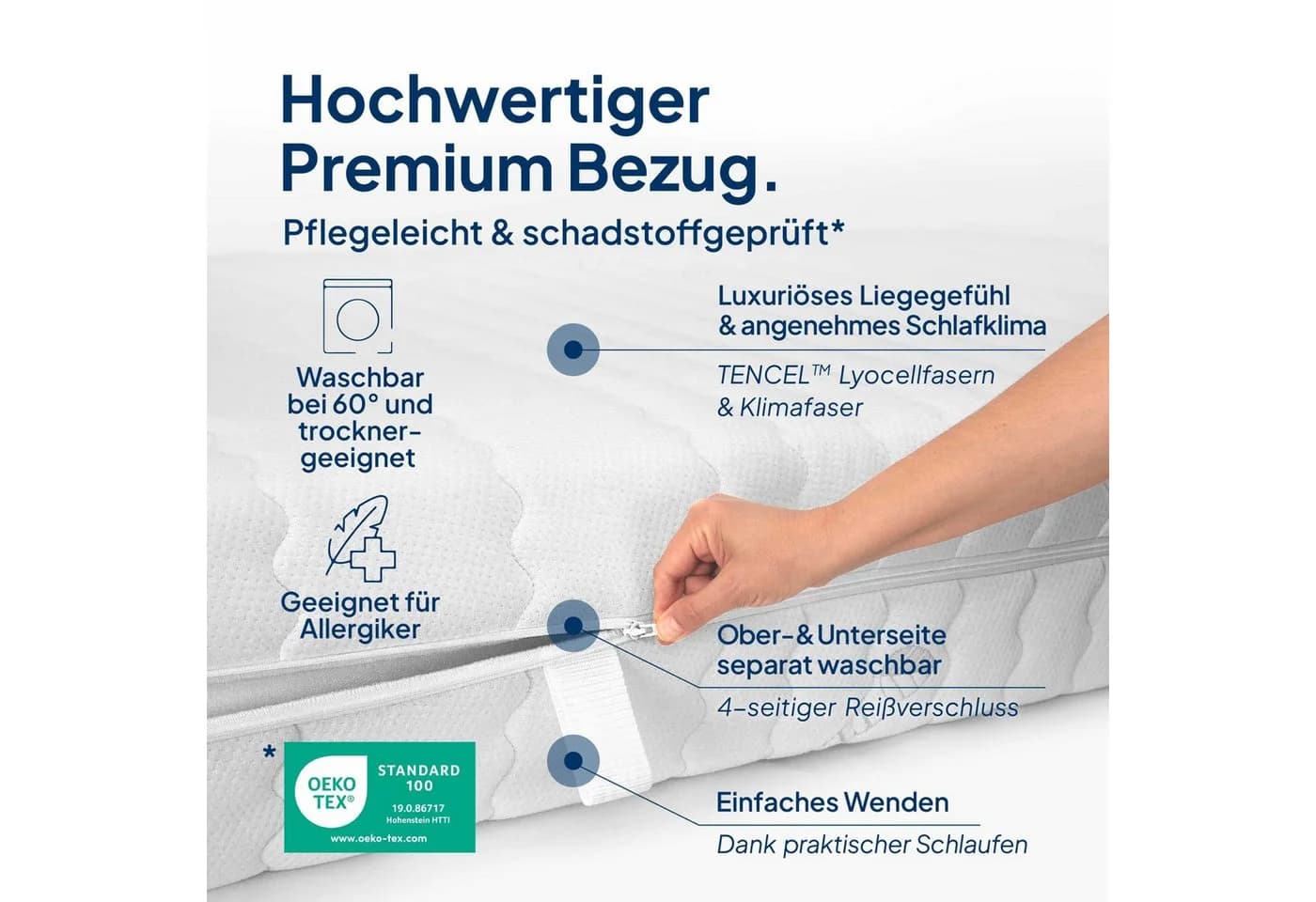 AM Qualitätsmatratzen Premium 7-Zonen Taschenfederkernmatratze H3 - Bild 5