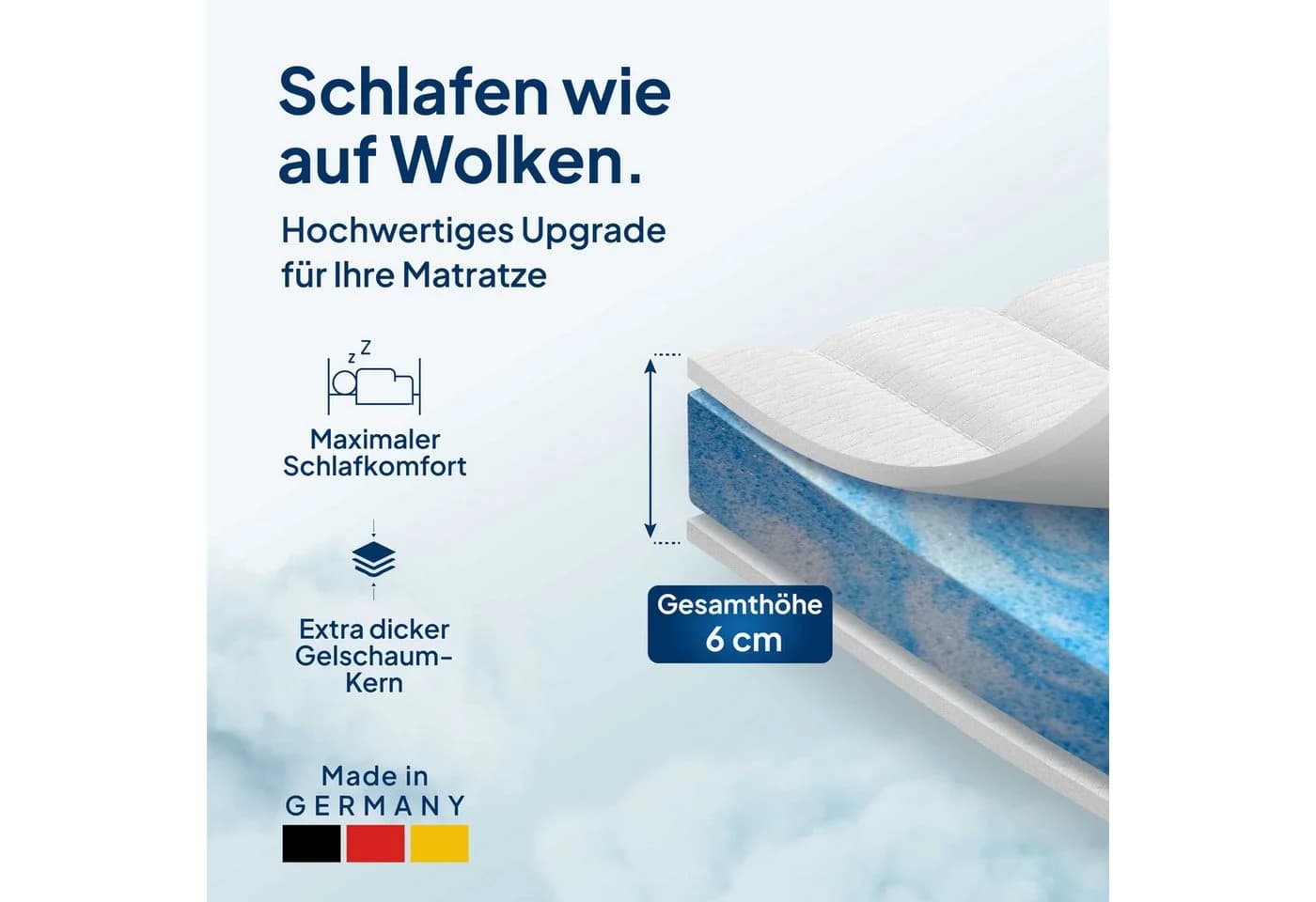 AM Qualitätsmatratzen Gelschaum-Topper H2 Weiß 80x200 cm