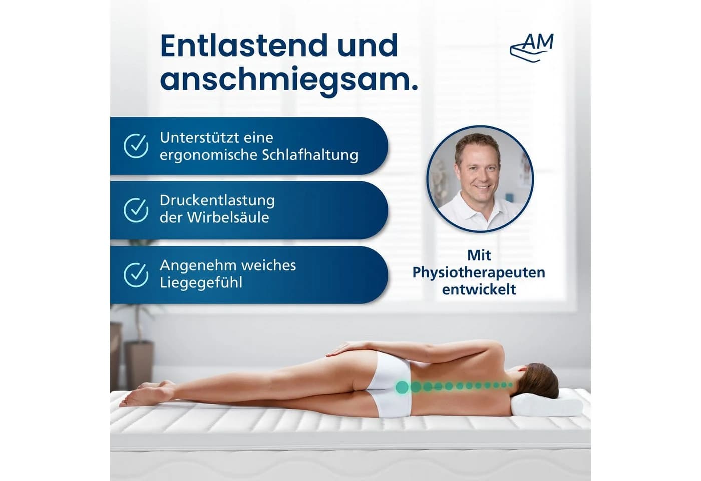 AM Qualitätsmatratzen Premium Gelschaum-Topper Memory Foam Weiß - Bild 4