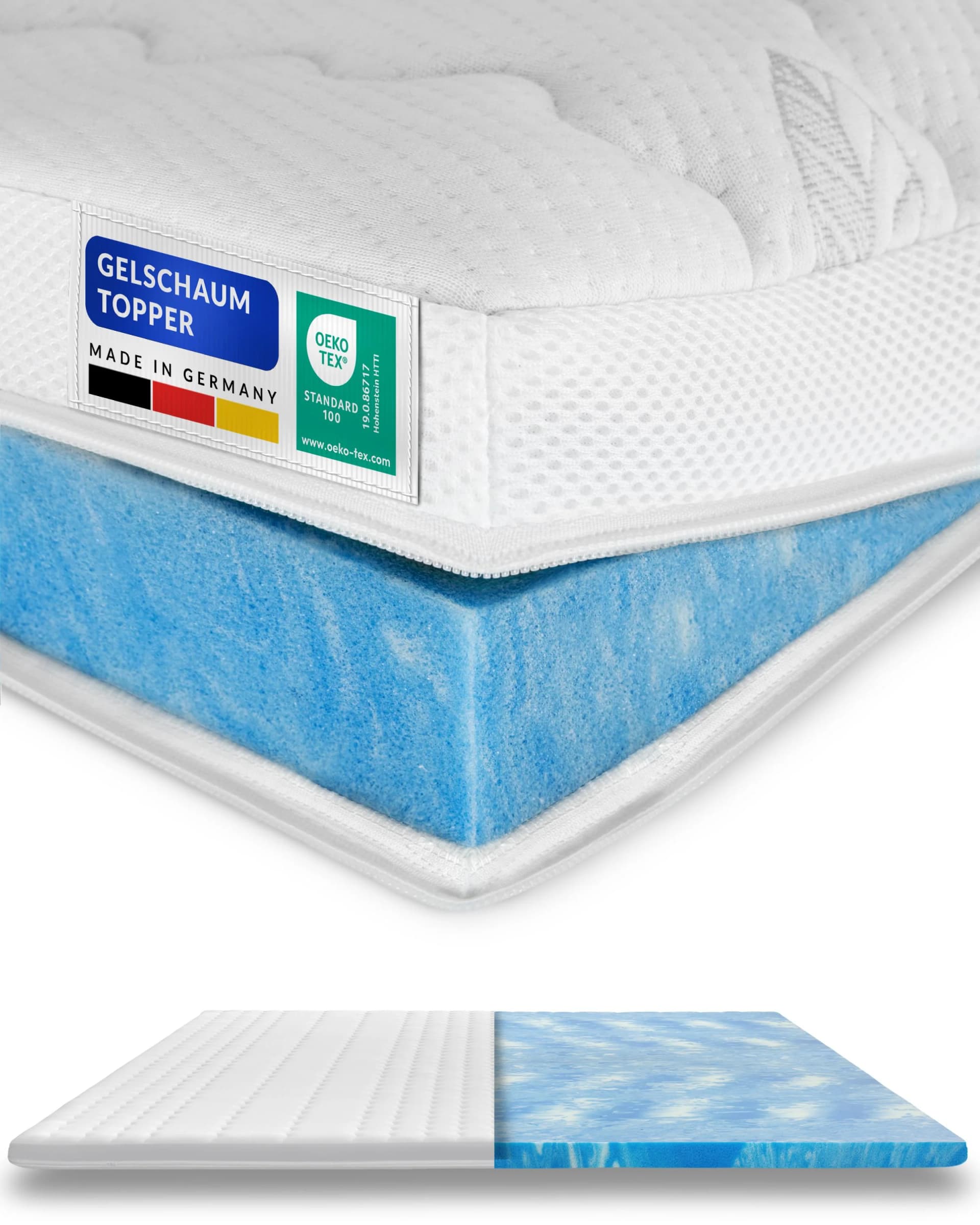 AM Qualitätsmatratzen Premium Gelschaum-Topper 100 x 200 cm