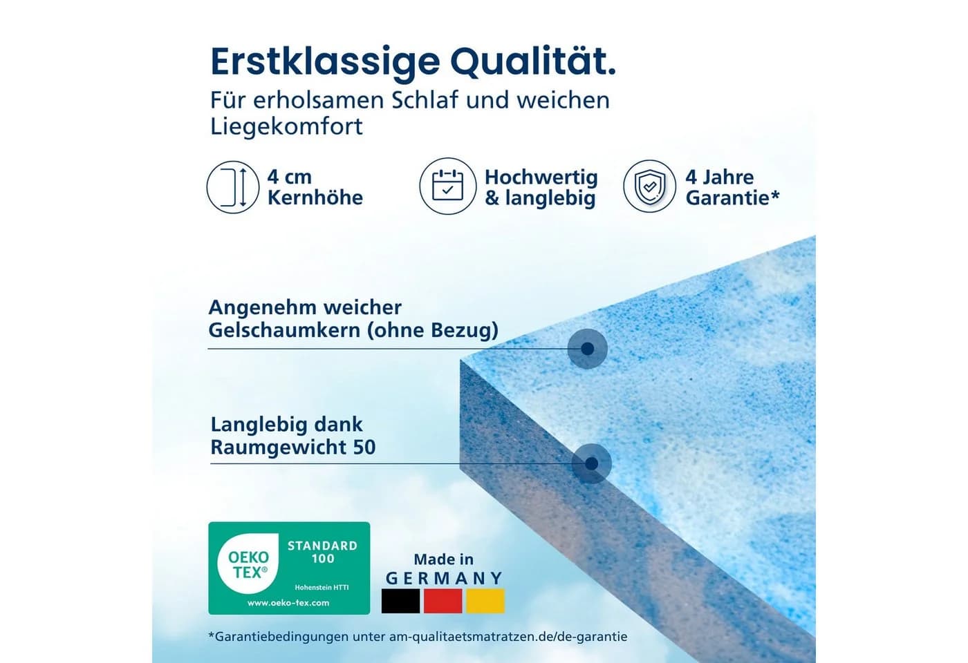 AM Qualitätsmatratzen Gelschaum Topper weich 4 cm - Bild 4