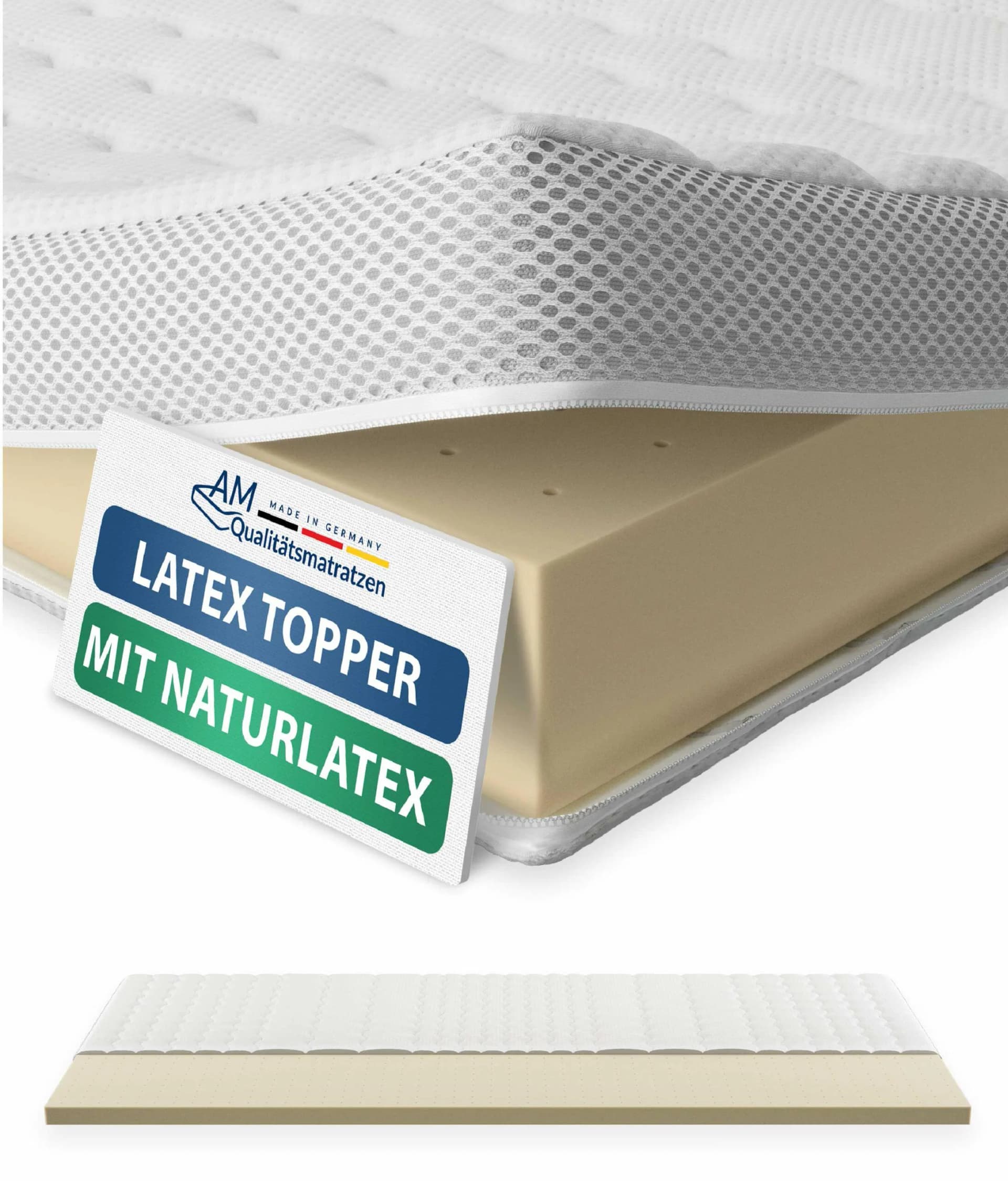 AM Qualitätsmatratzen Premium Latex-Topper 160 x 200 cm