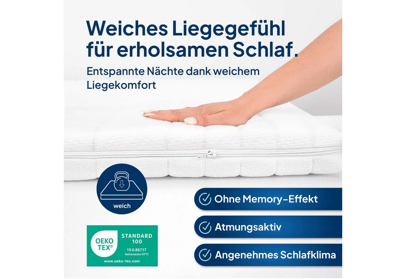 AM Qualitätsmatratzen Komfortschaum-Topper 6 cm Höhe Bezug waschbar - Bild 4