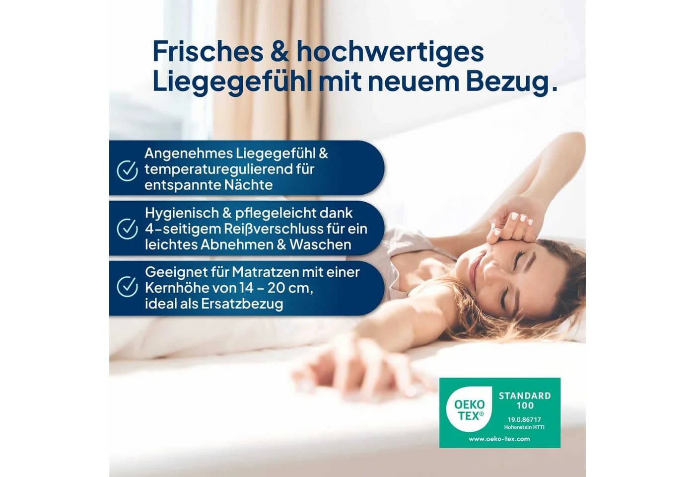 AM Qualitätsmatratzen Matratzenbezug Weiß Reißverschluss 60°C Waschbar
