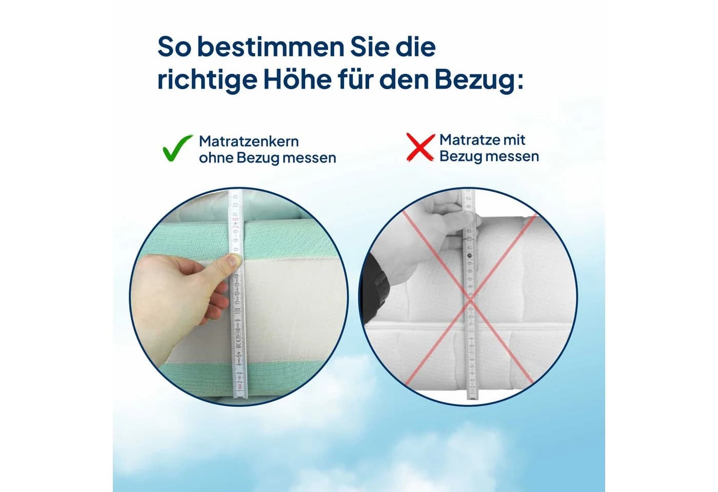 AM Qualitätsmatratzen Matratzenbezug Weiß Reißverschluss 60°C Waschbar - Bild 5