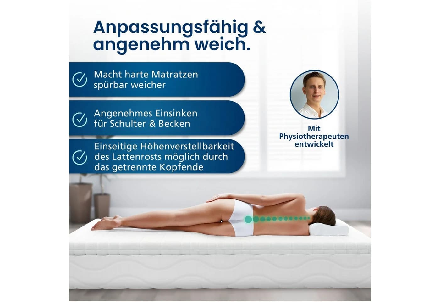 AM Qualitätsmatratzen Split Topper 6 cm Komfortschaum 160x200 cm