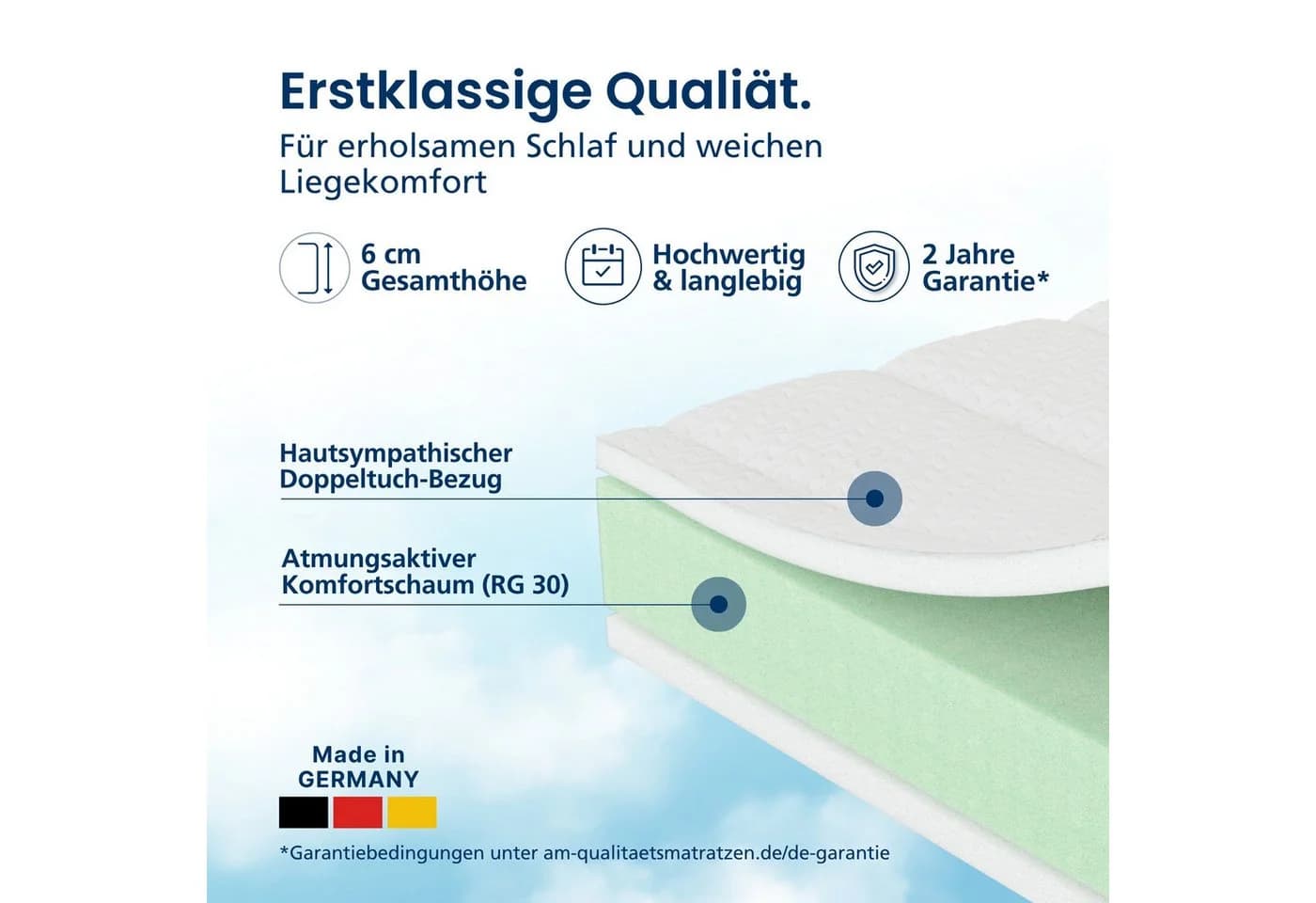 AM Qualitätsmatratzen Split Topper 6 cm Komfortschaum 160x200 cm - Bild 3