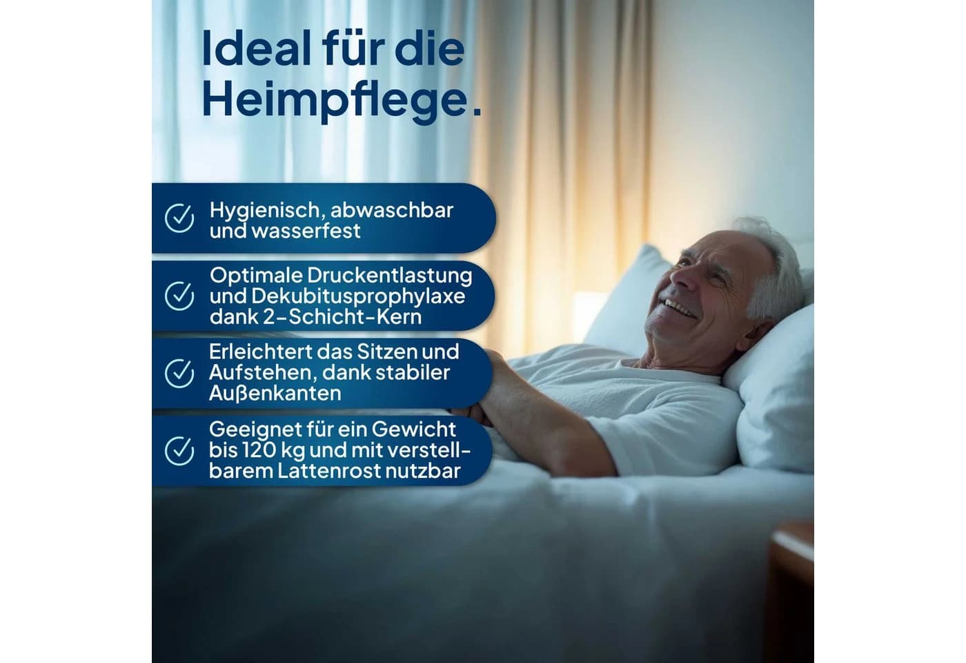AM Qualitätsmatratzen Komfortschaummatratze Premium Pflegematratze mit Sitzkanten