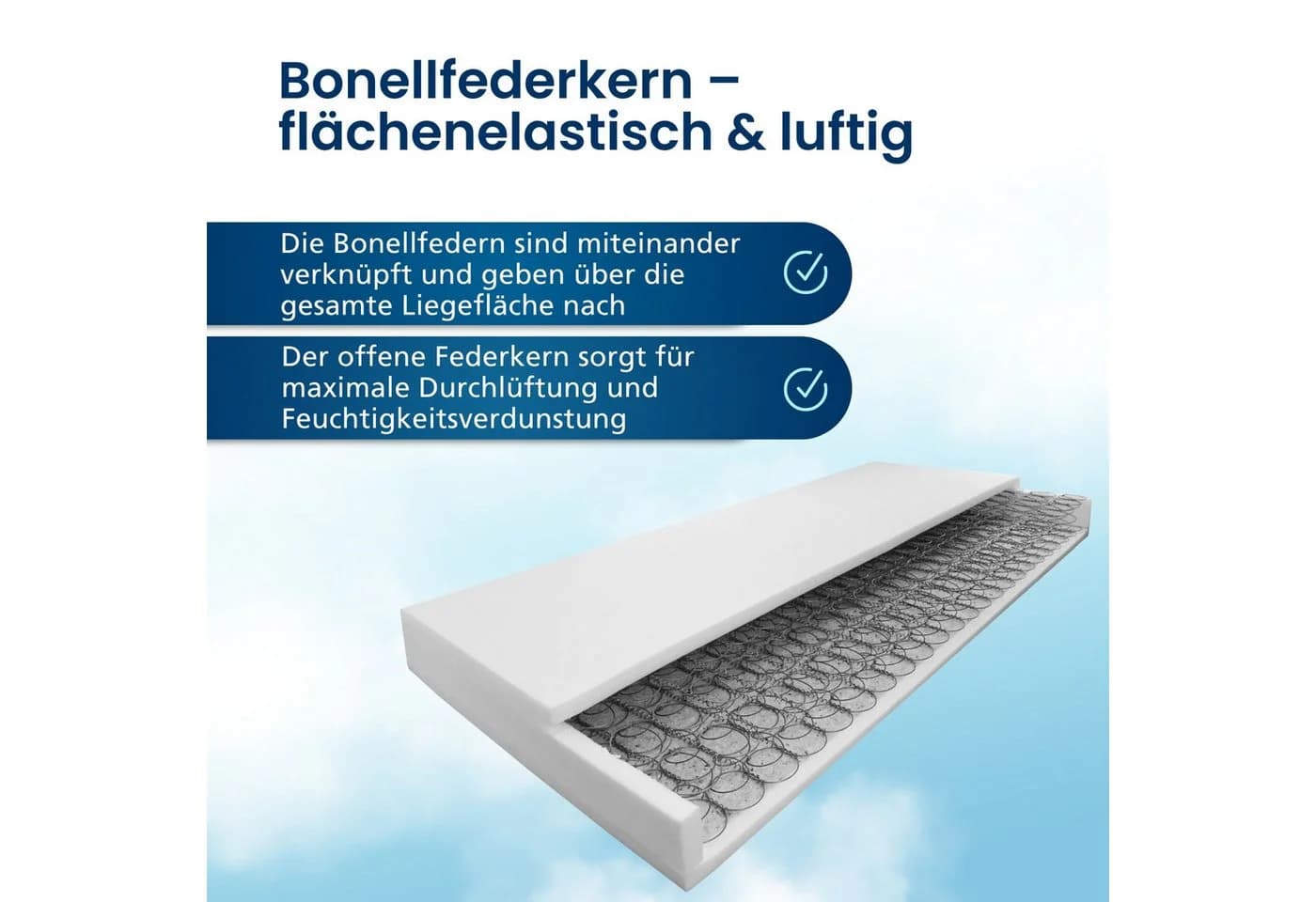 AM Qualitätsmatratzen Bonnellfederkernmatratze H3/H4 19 cm hoch - Bild 4