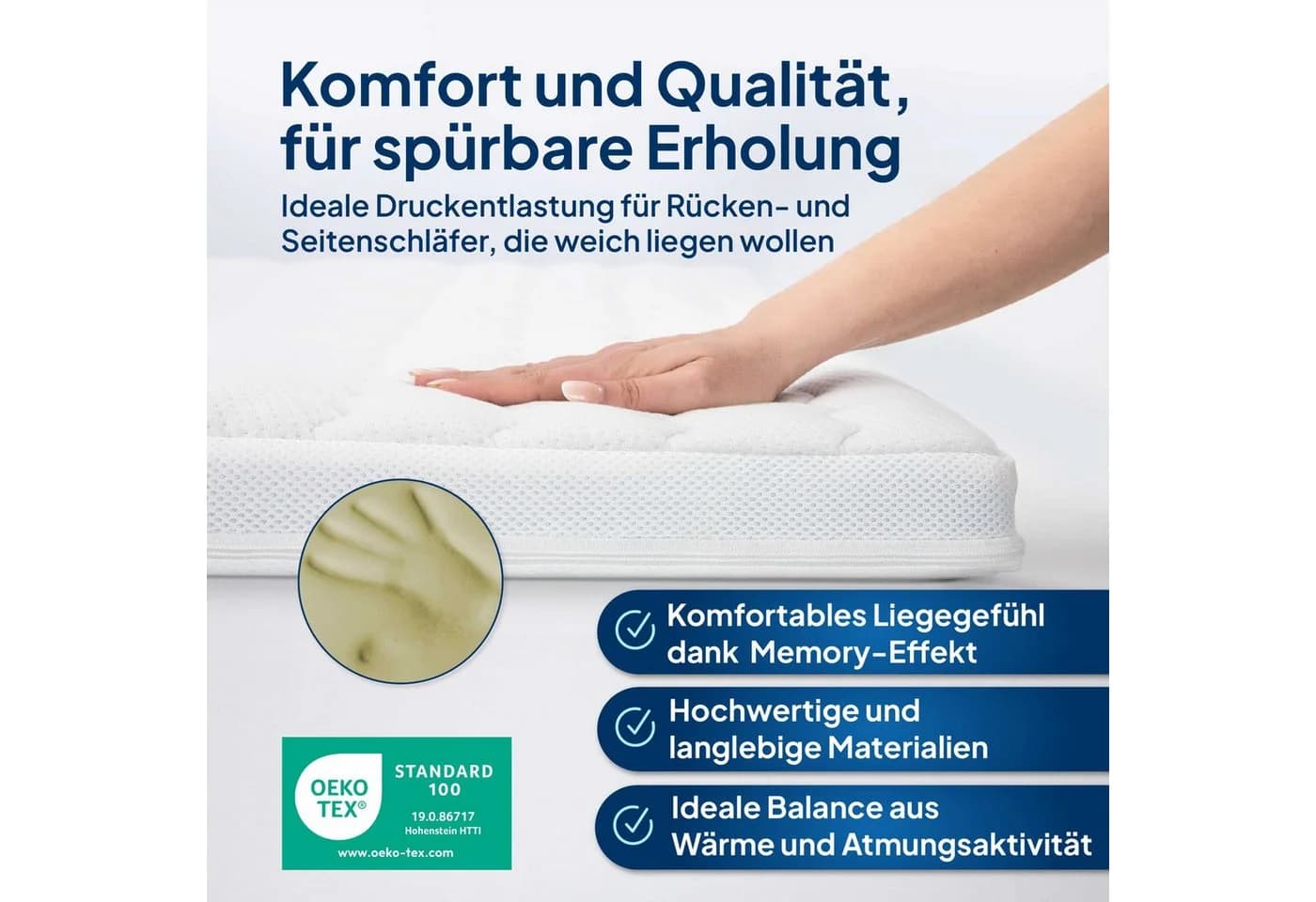 AM Qualitätsmatratzen Premium Visco-Topper Memory Foam Druckentlastend 6 cm - Bild 4
