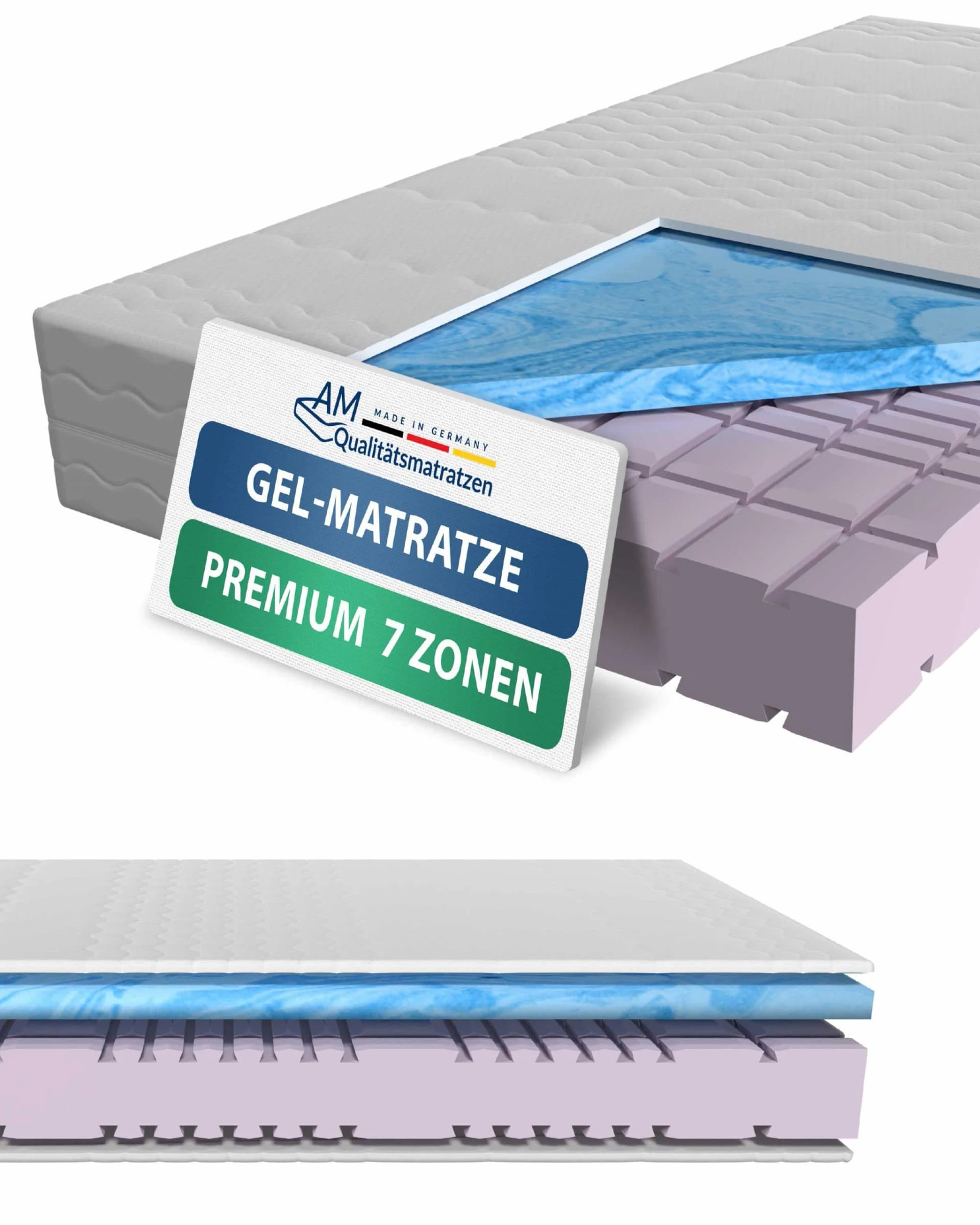 AM Qualitätsmatratzen Premium Gelschaum-Matratze H2 140x200