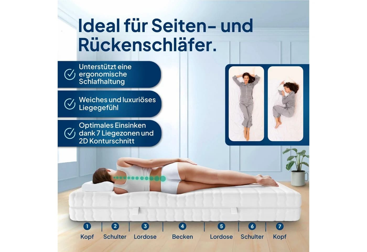 Gelschaummatratze 7-Zonen Gel-Matratze AM Qualitätsmatratzen