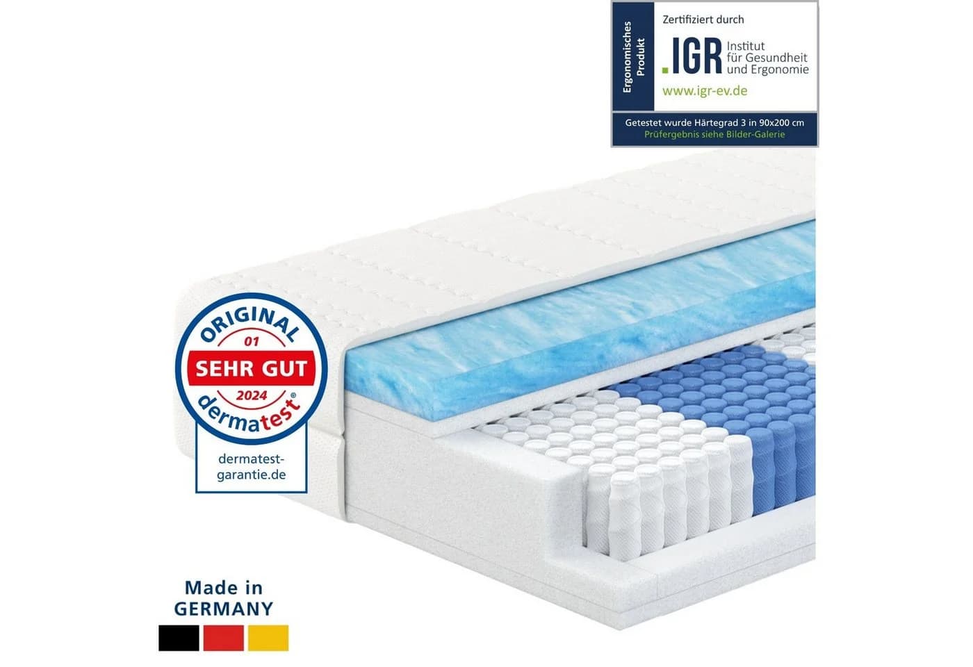 AM Qualitätsmatratzen Taschenfederkernmatratze 7-Zonen Memory Foam Gelschaum - Bild 2
