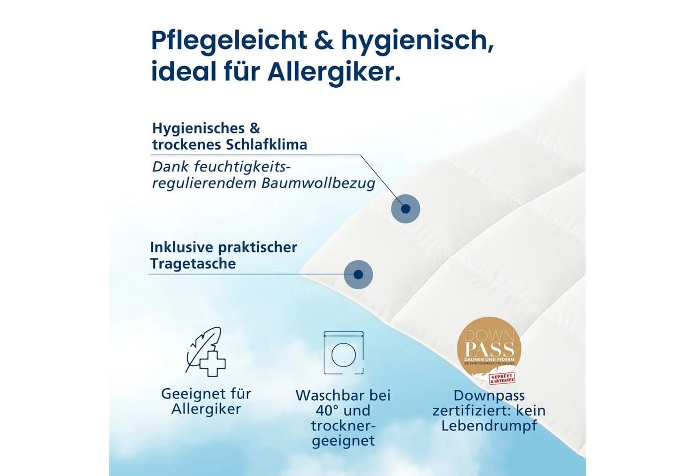 DormiGood Premium Daunendecke Sommer 100% Daunen Baumwolle 135x200 cm - Bild 4