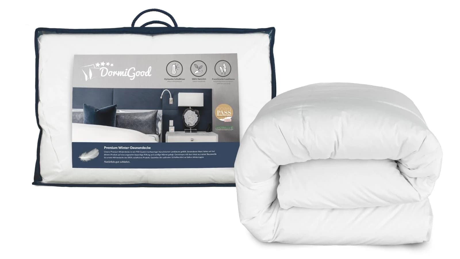 DormiGood Premium Daunendecke Winter 100% Daunen Baumwolle