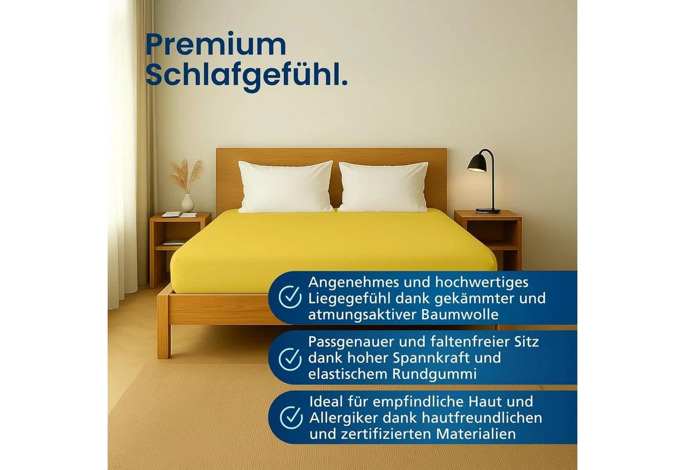 AM Qualitätsmatratzen Spannbettlaken Gelb Baumwolle Jersey - Bild 3