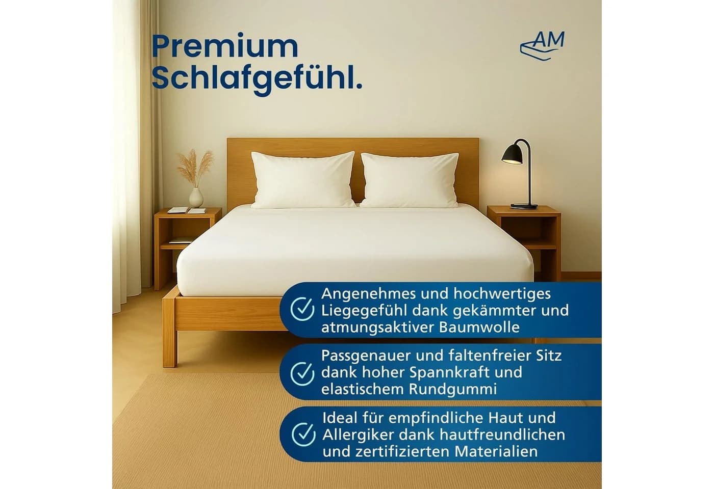 AM Qualitätsmatratzen Spannbettlaken Baumwolle Weiß - Bild 3