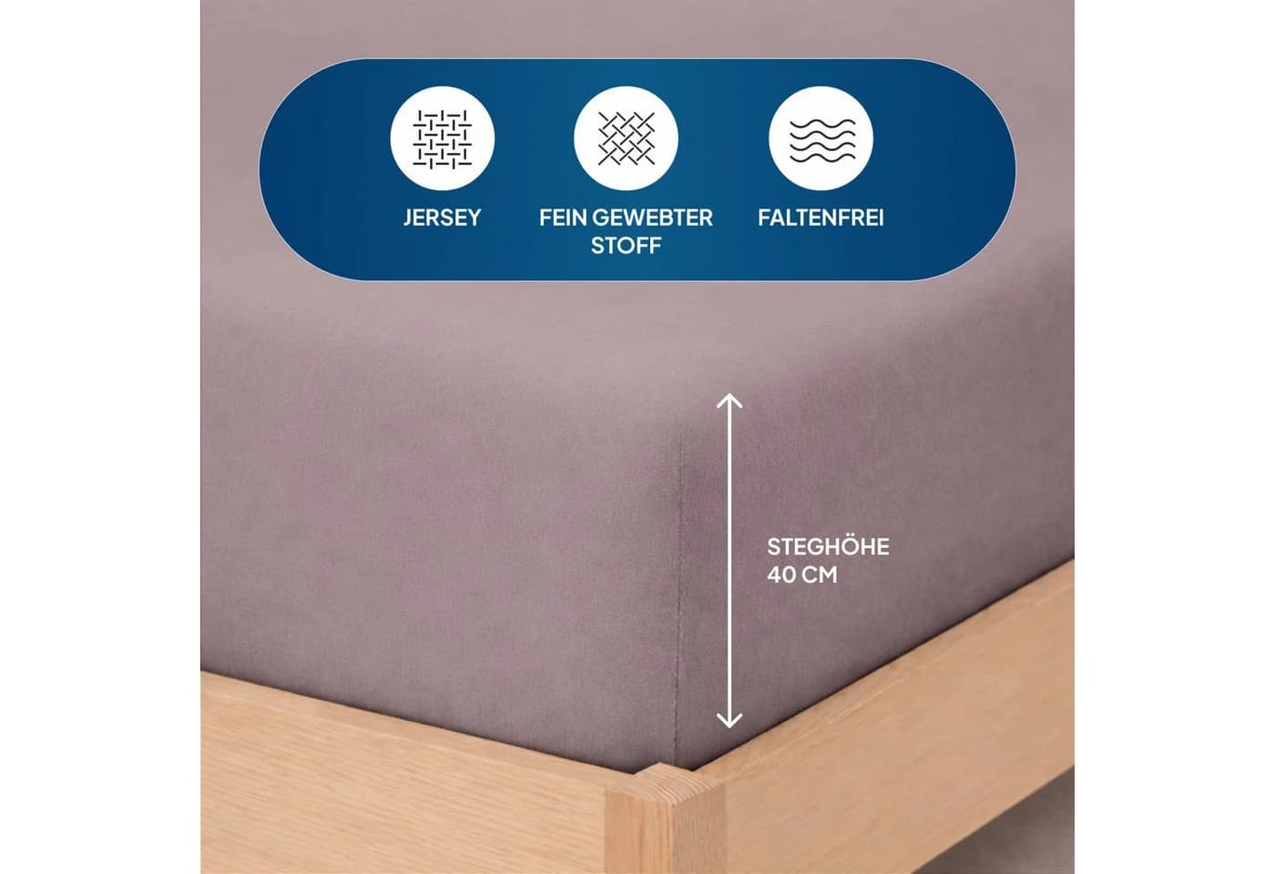 AM Qualitätsmatratzen Spannbettlaken Baumwolle Taupe für Boxspringbetten - Bild 4