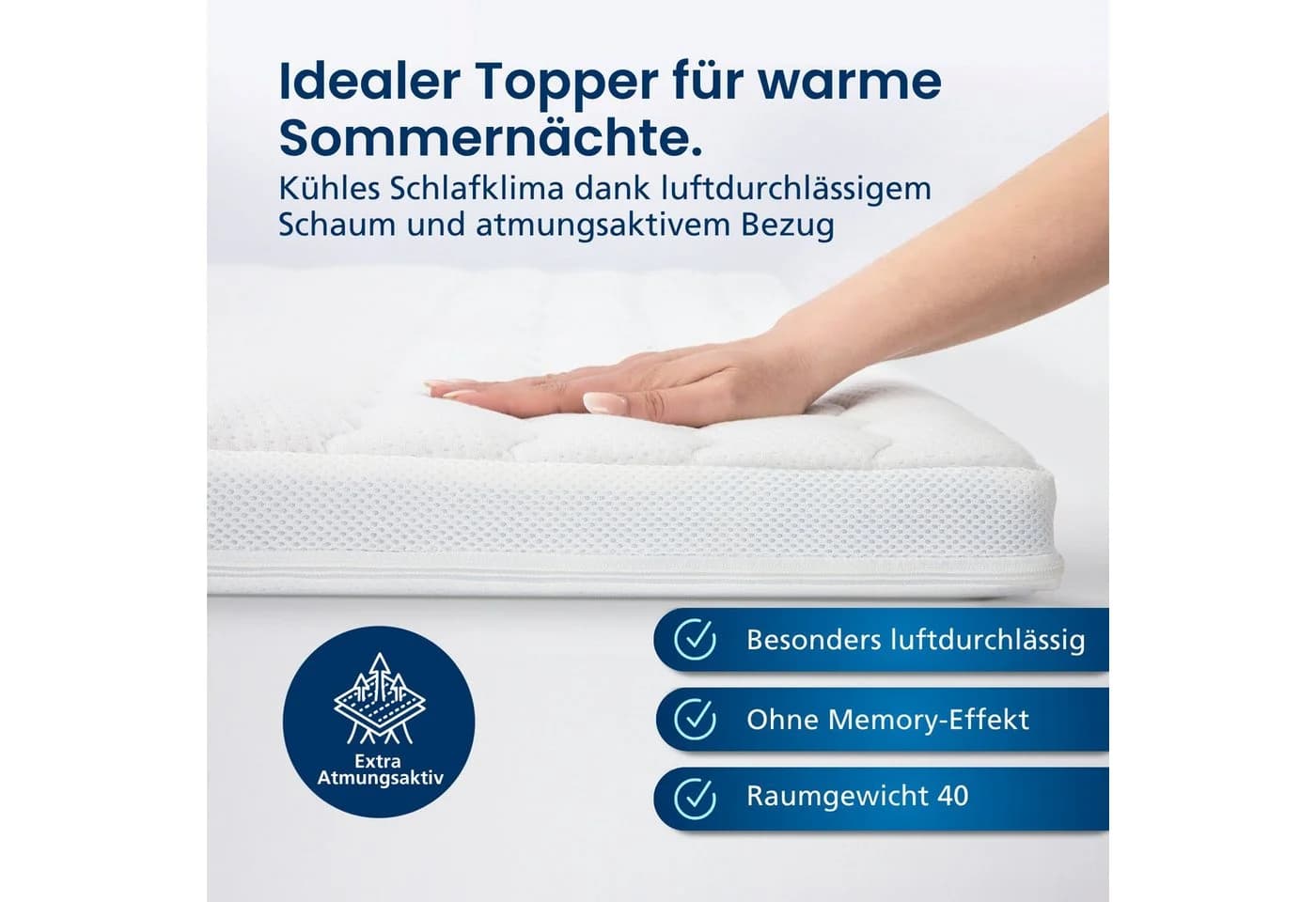 AM Qualitätsmatratzen Topper ClimaFlex Summer Weiß Druckentlastend - Bild 4
