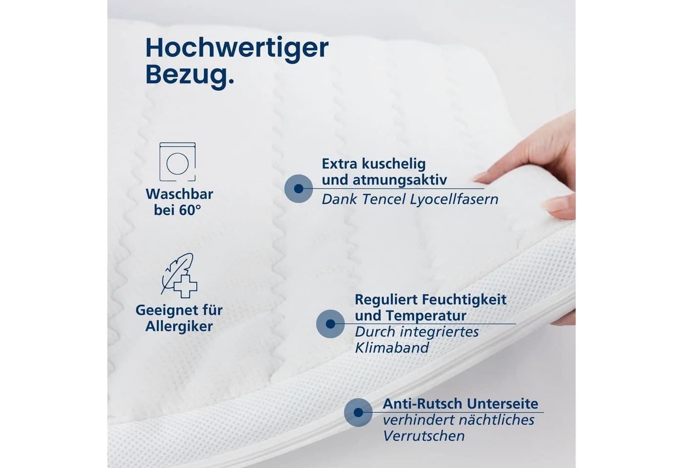 AM Qualitätsmatratzen Topper 3D Deluxe 7-Zonen Kaltschaum Weiß - Bild 5