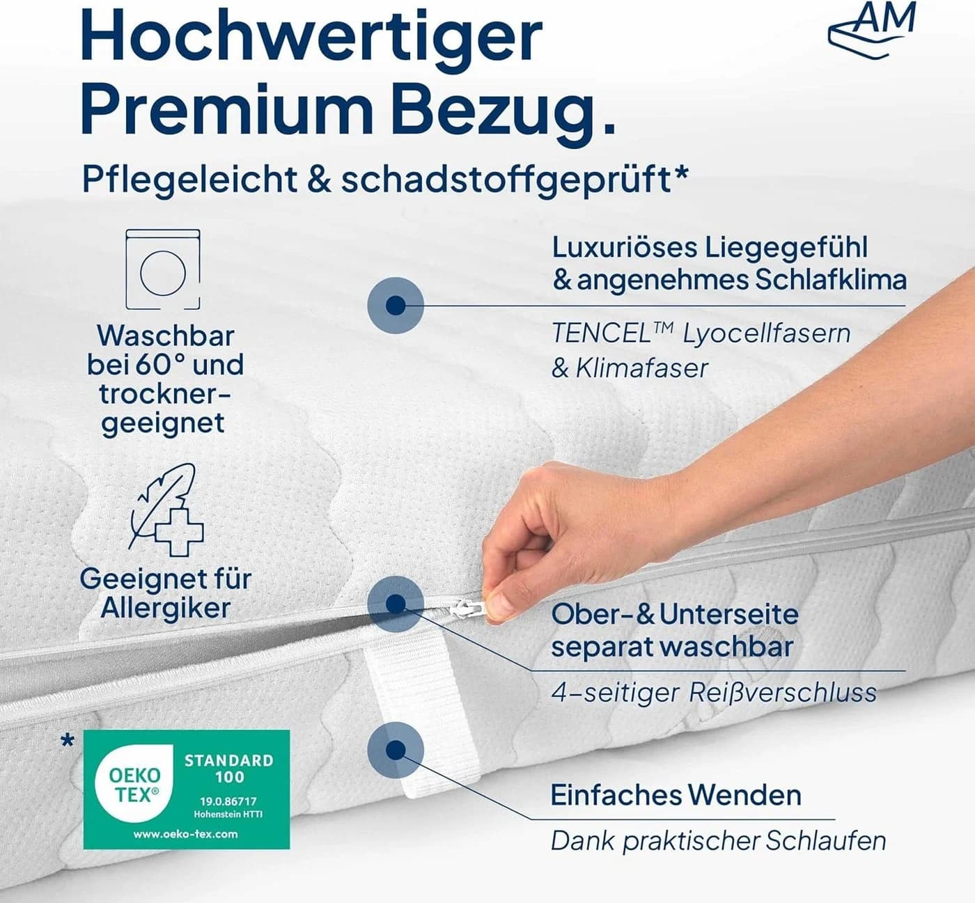 Taschenfederkernmatratze Deluxe 7-Zonen Federkernmatratze mit 3D Kaltschaum, AM Qualitätsmatratzen - Bild 5