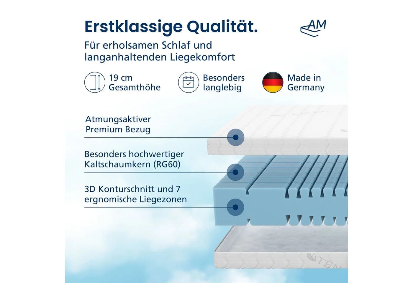 Kaltschaummatratze Premium 7-Zonen Matratze Kaltschaum AM Qualitätsmatratzen - Bild 3