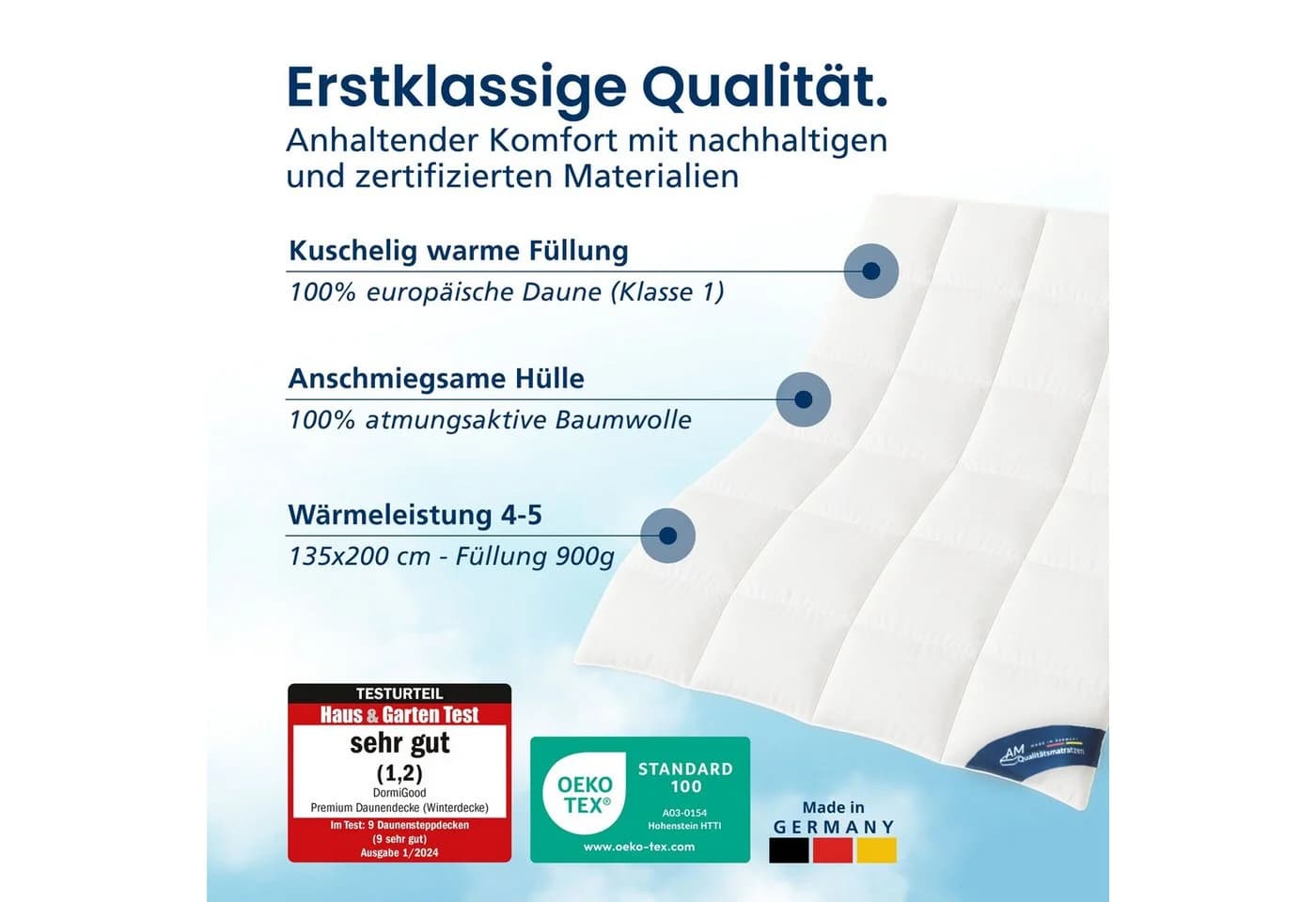 DormiGood Premium Daunendecke Winter 100% Daunen Baumwolle - Bild 3