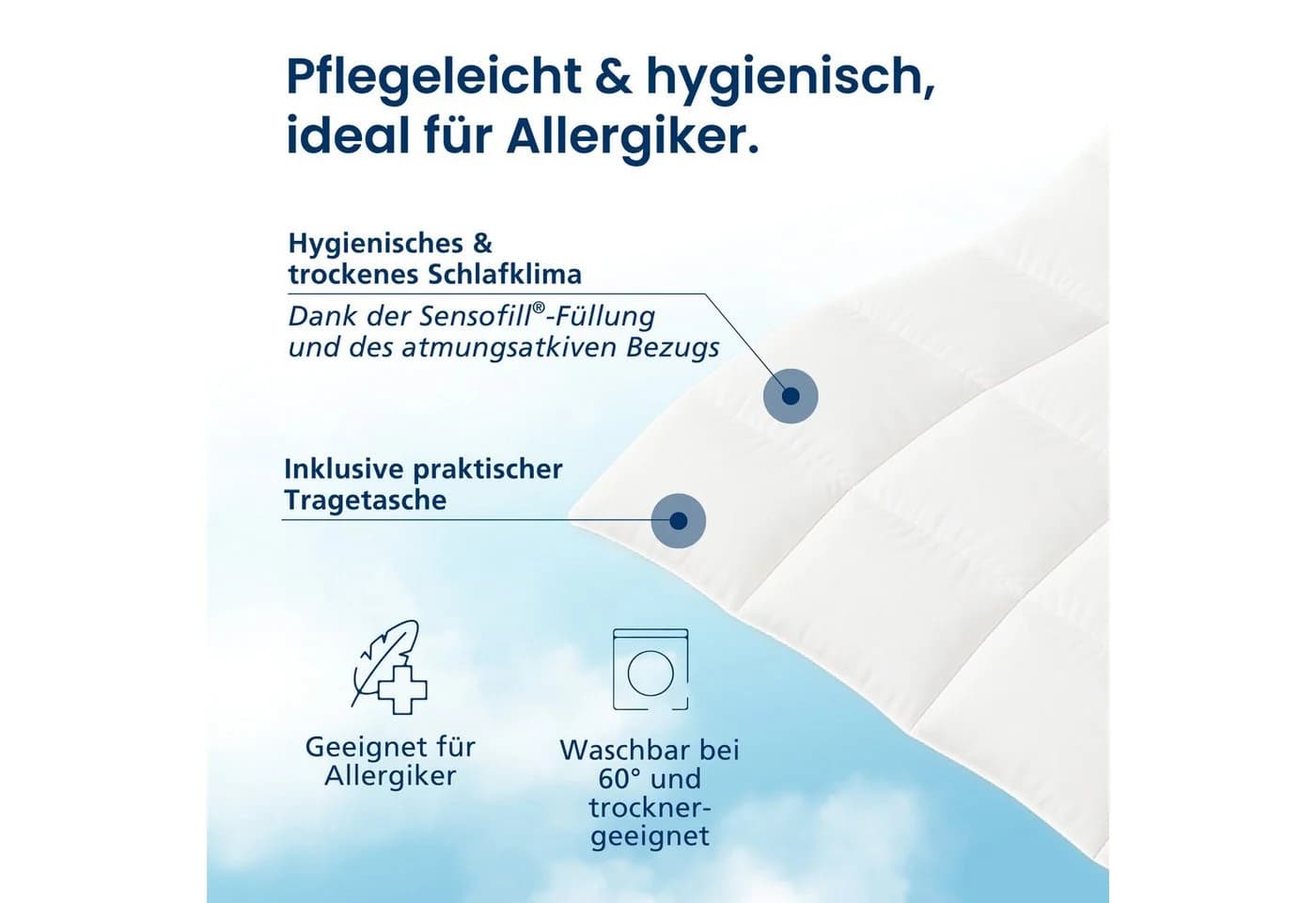 DormiGood Mikrofaserbettdecke Weiche Premium Bettdecke, Ganzjahresdecke, Allergiker geeignet, 140x200 cm - Bild 4