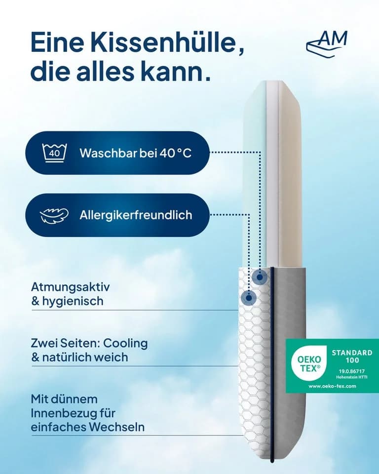 AM Qualitätsmatratzen Nackenstützkissen Premium verstellbares Kissen - Bild 5