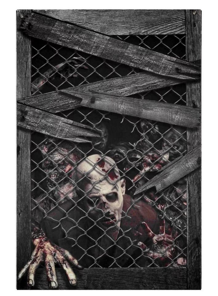 Metamorph Zombie Fensterdeko Halloween Horror Dekoobjekt Grau - Bild 2